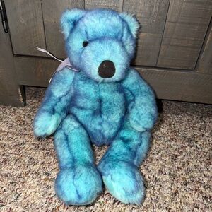 Vintage Ty Classic "Bluebeary" the Blue Teddy Bear‎ Plush 1999 stuffy lovey